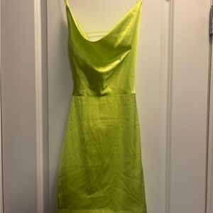 Meshki Neon Lime Cowl Slip Dress with corset back, Size Small